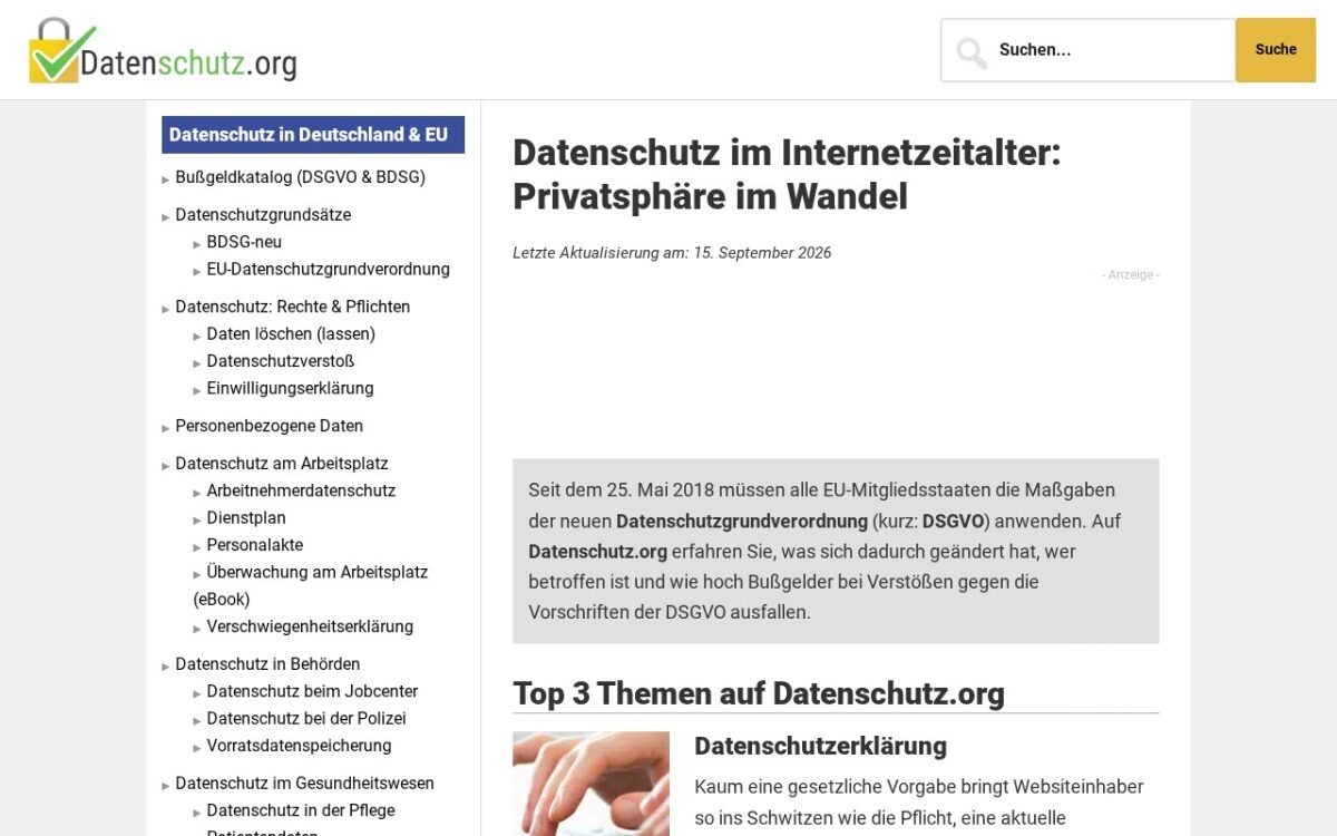 Datenschutz.org – Ratgeber zu Datenschutz & DSGVO