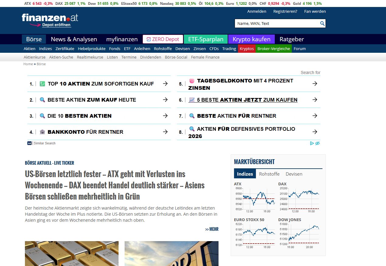 Finanzen.at – Finanznachrichten, Börse und Geldanlage