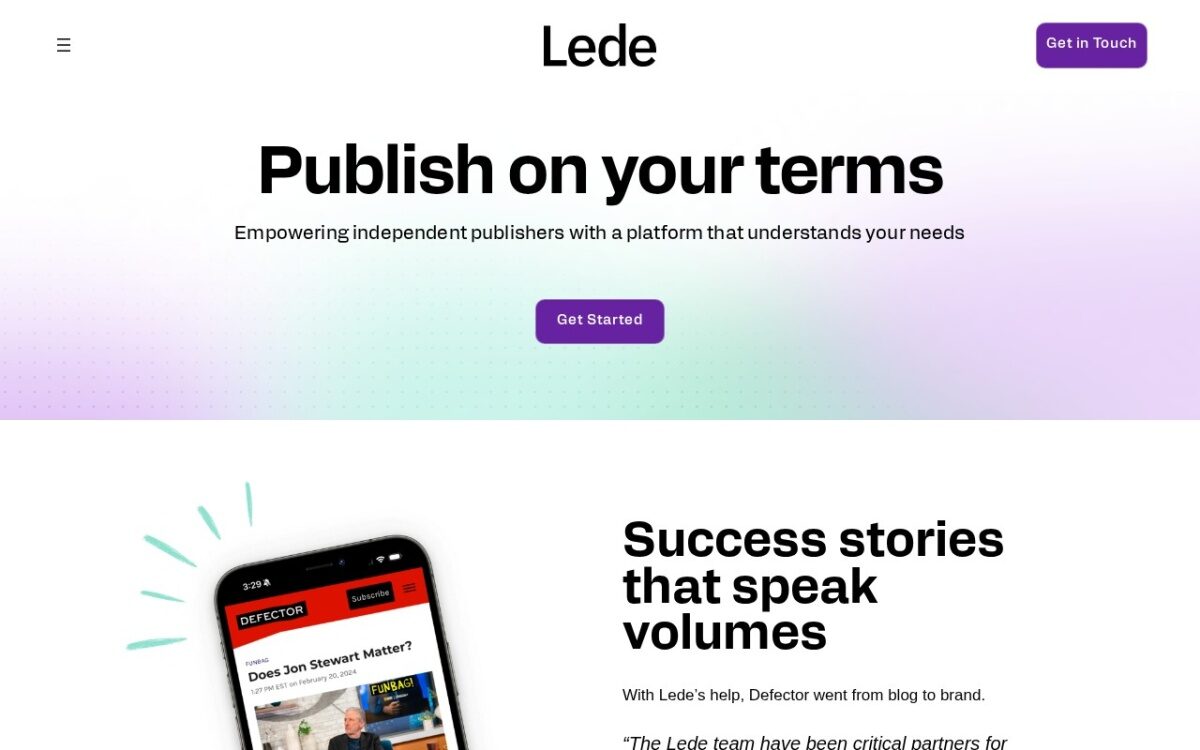 Lede – Publishing Platform for Independent Media