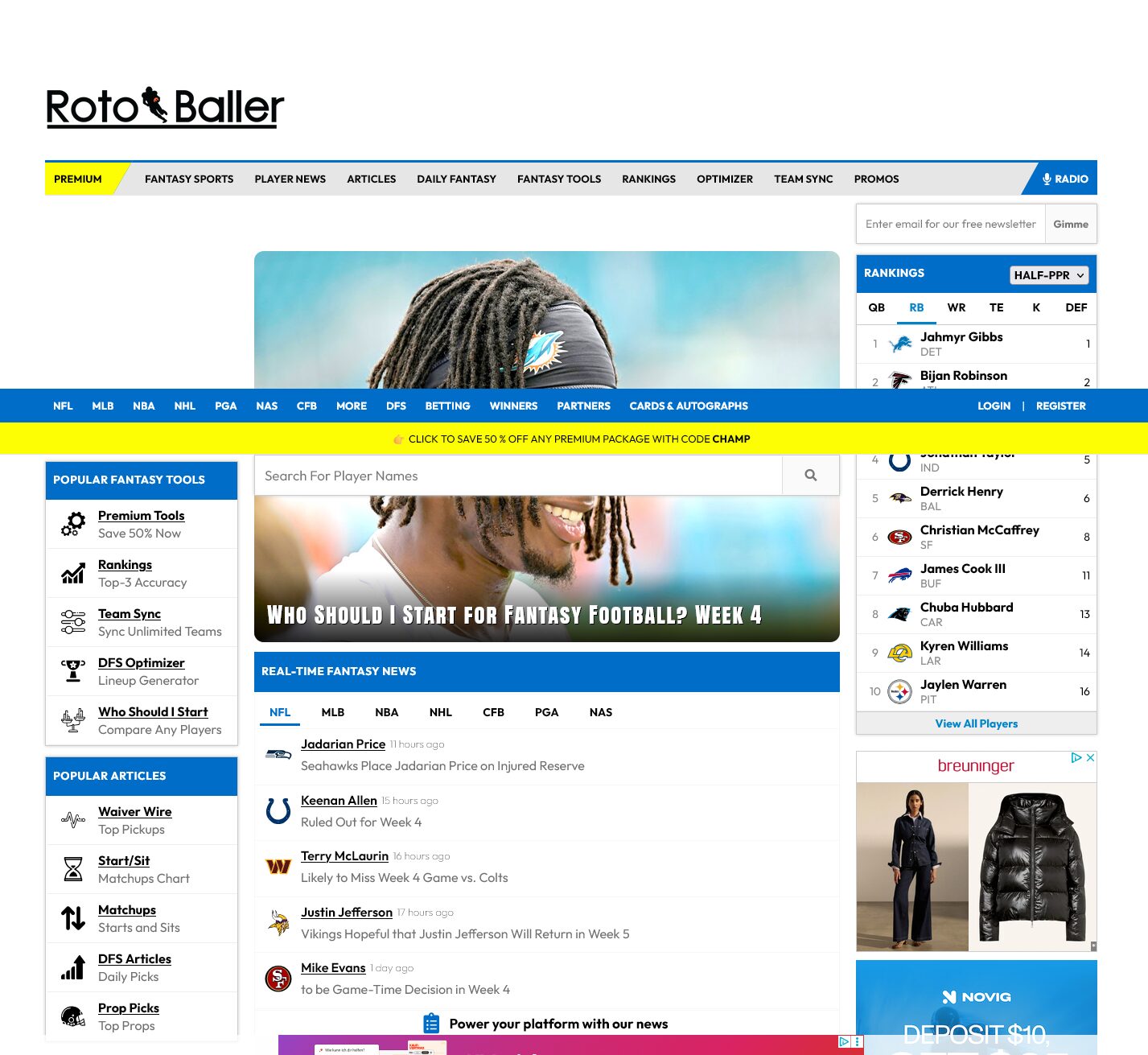 RotoBaller – Fantasy Sports News, Rankings & Analysis