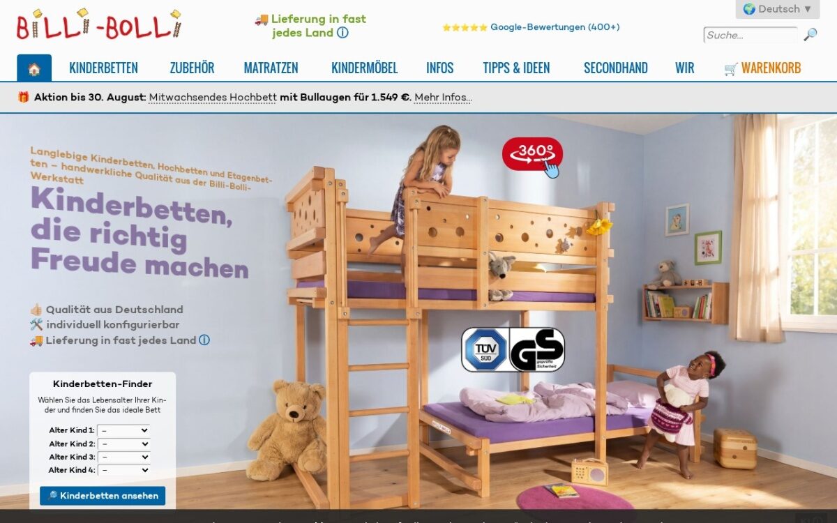 Website zum Thema Onlineshops