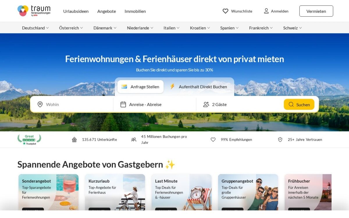 Traum-Ferienwohnungen – Ferienhäuser & Ferienwohnungen finden