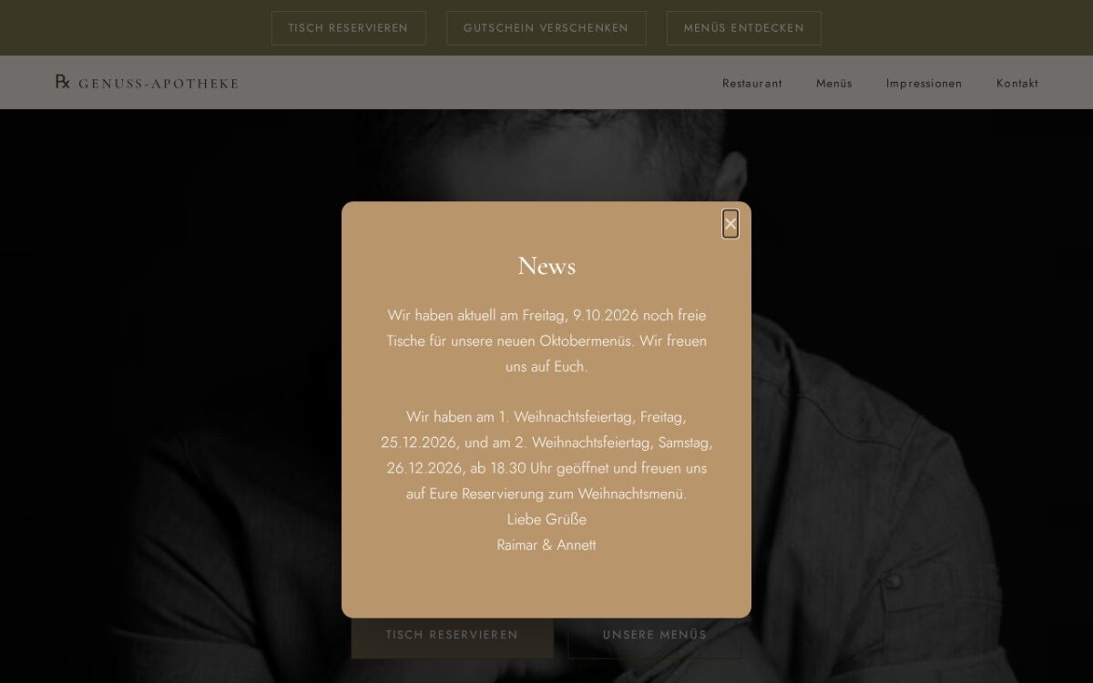 Website zum Thema Restaurants & Gastronomie