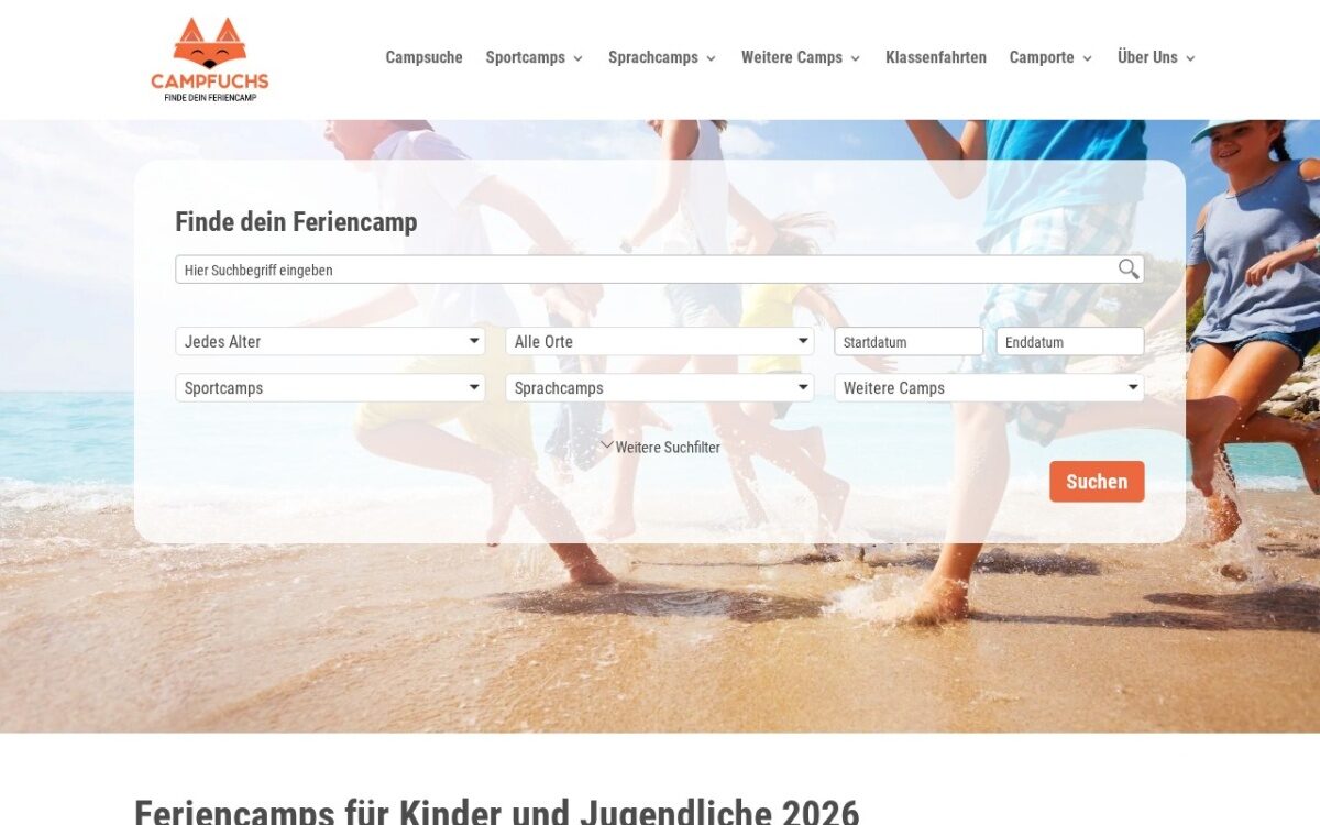 Website zum Thema Ferienbetreuung & Feriencamps
