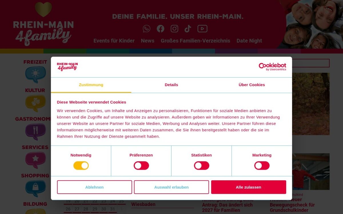 Website zum Thema Familienfreizeit & Ausflüge
