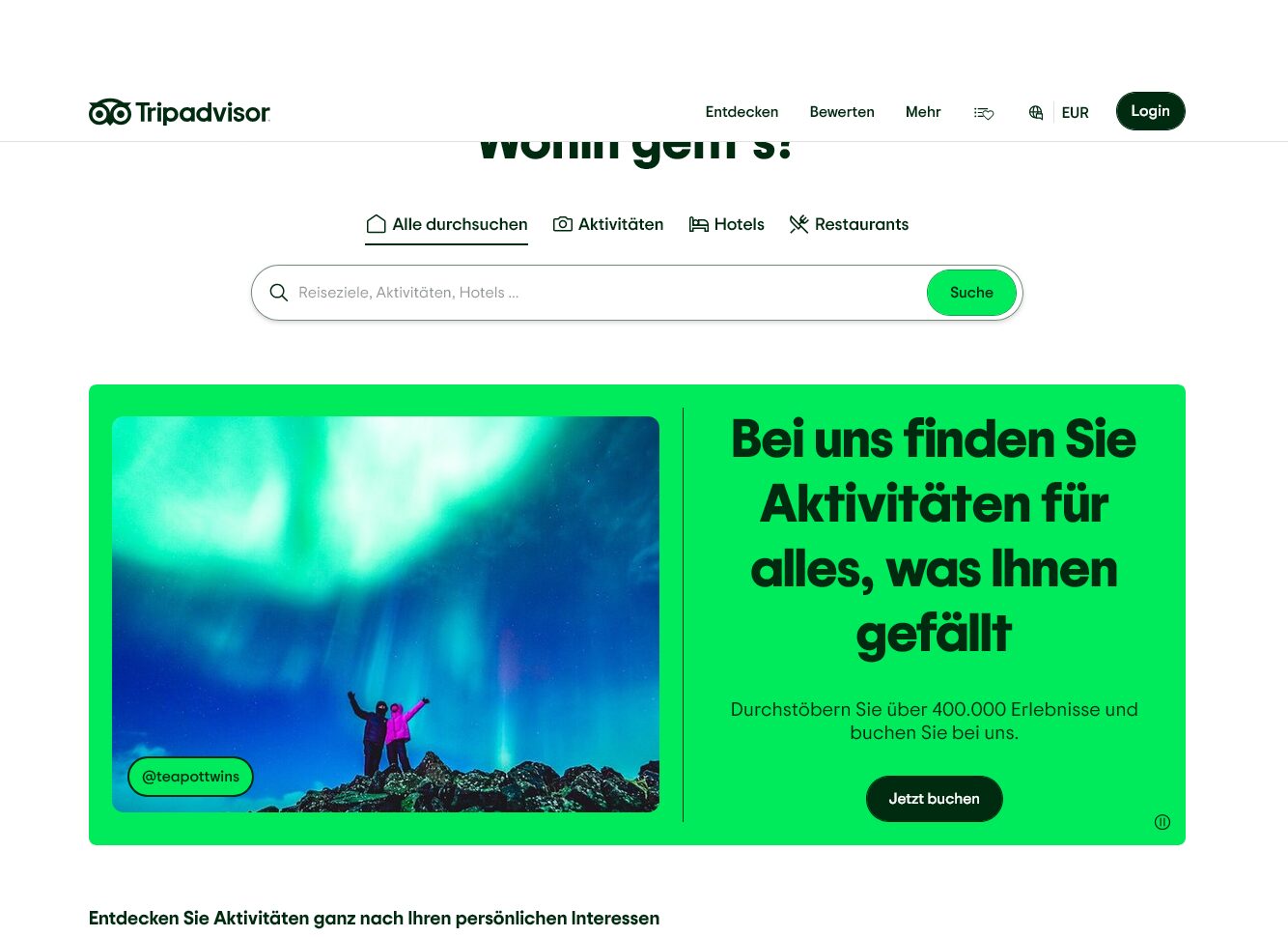 Website zum Thema Reiseportale & Bewertungen