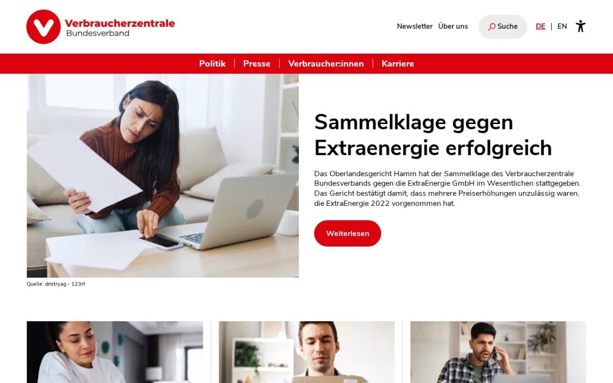 Website zum Thema Verbraucherschutz & Verbraucherberatung