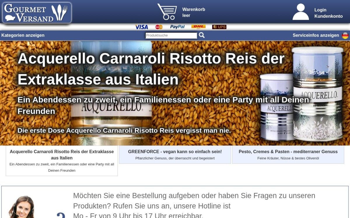 Website zum Thema Spezialitäten & Feinkost