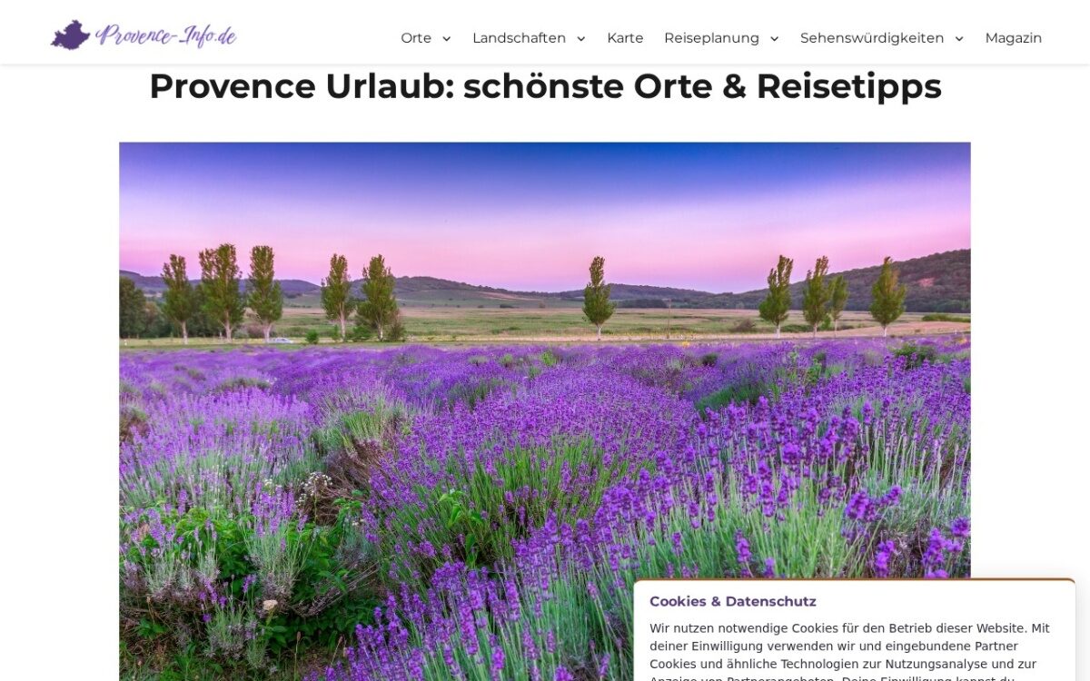 Website zum Thema Urlaub & Reiseziele