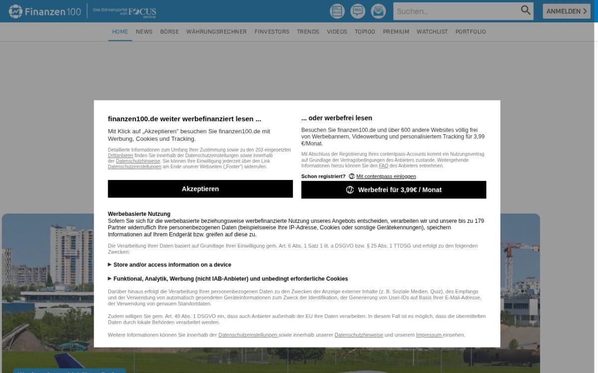 Website zum Thema Aktien & Börse