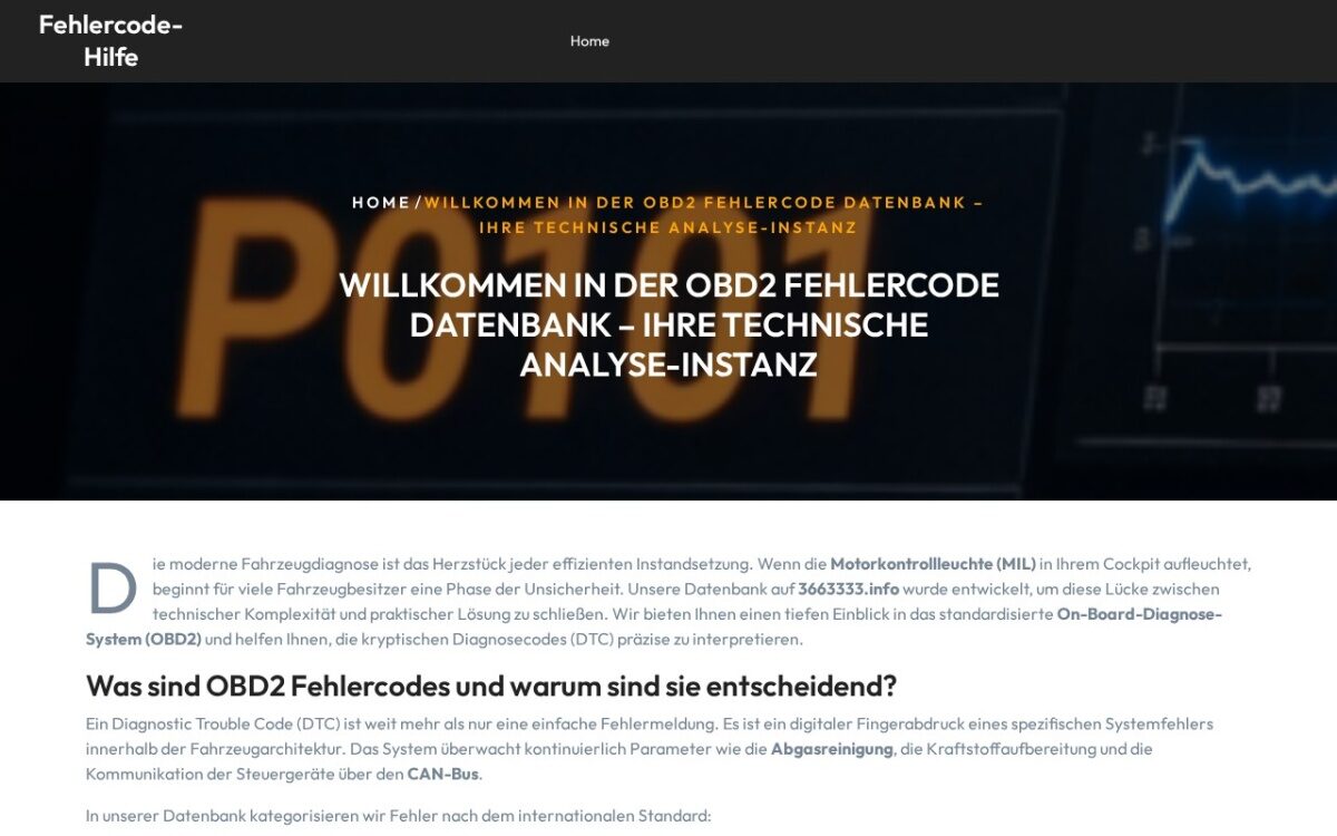 3663333.info – OBD2 Fehlercodes & Fahrzeugdiagnose