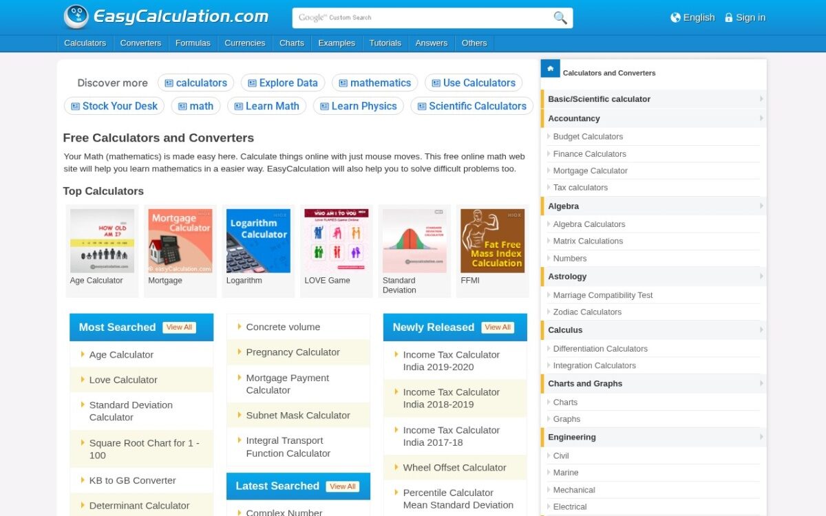 EasyCalculation – Free Online Calculators & Converters