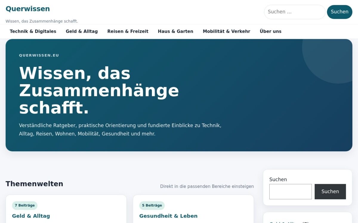 Querwissen – Ratgeber für Alltag, Technik & mehr