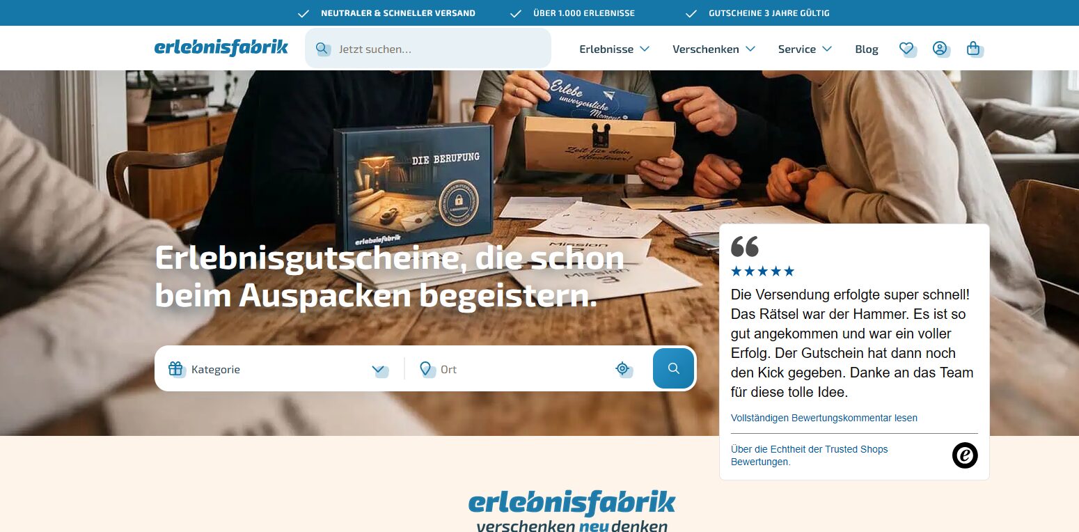 Erlebnisfabrik – Erlebnisgeschenke & Erlebnisgutscheine