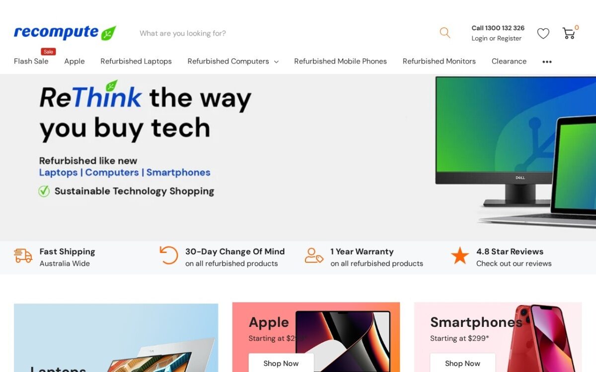 Website about Recompute is an Australian technology retailer specializing in professionally refurbished