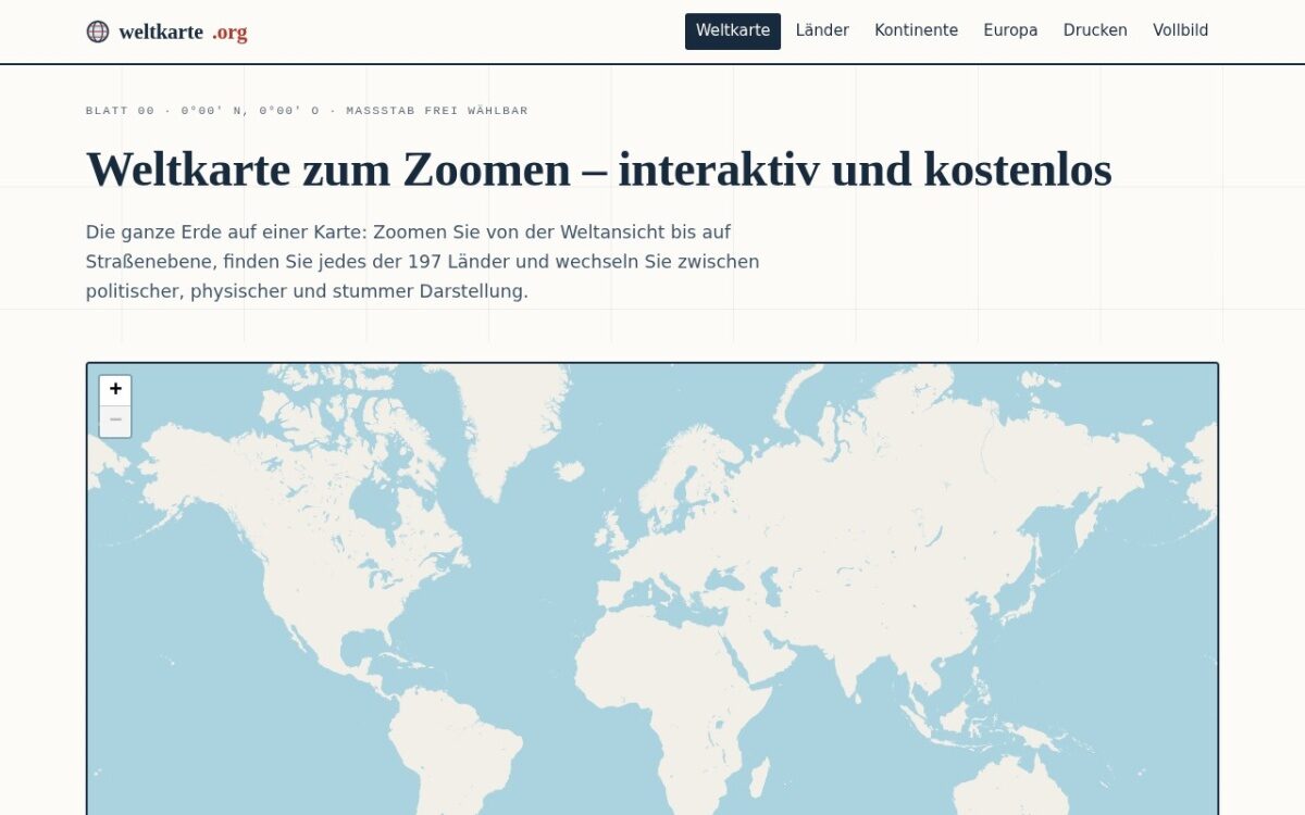 Weltkarte.org – Interaktive Weltkarten, Länder & Geografie